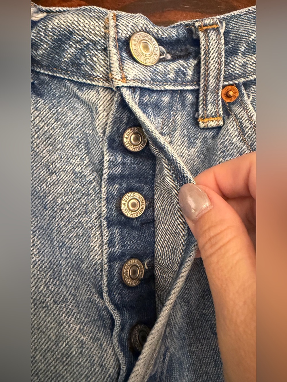 Abercrombie & Fitch Light Blue Distressed Denim Shorts - Picture 2 of 4